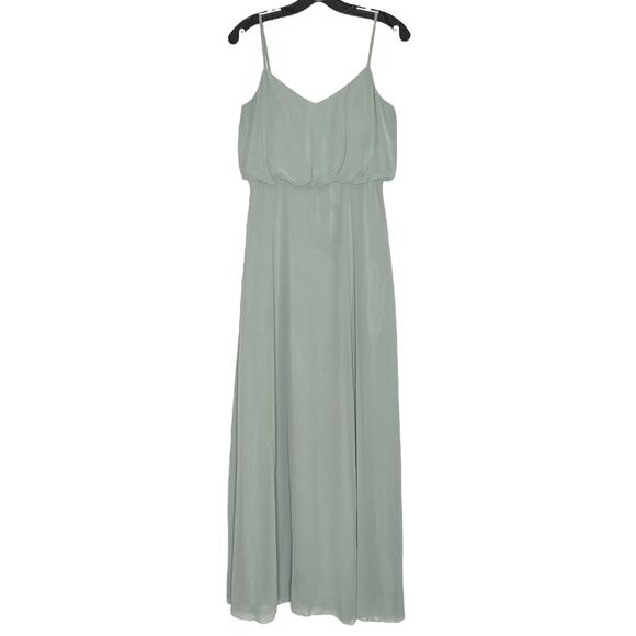 Birdy Grey Dress Bridesmaid Cottage Coquette Romantic Chiffon Slit Sage Small - Picture 1 of 9